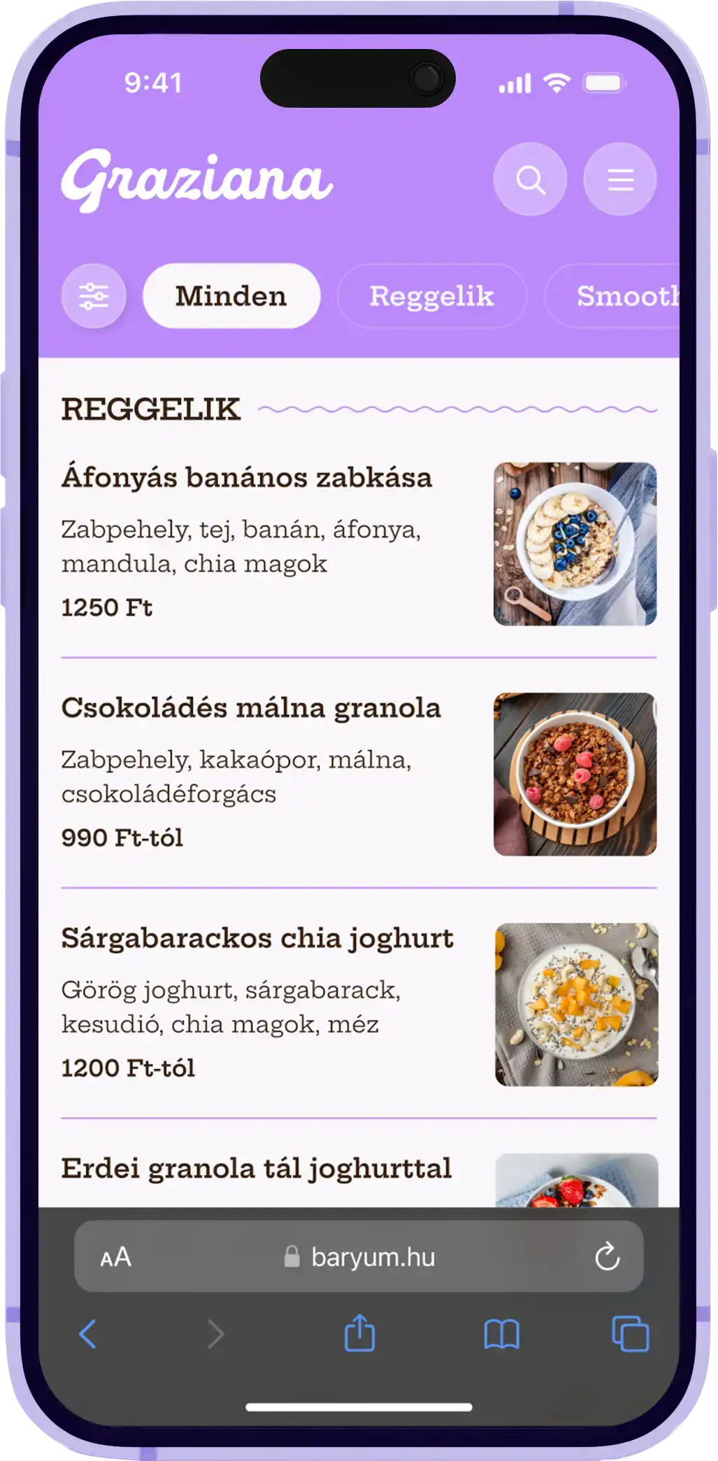 QR kódos menü reggelizőhöz